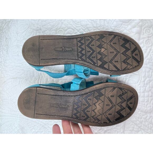 Minnetonka Women's Size 8 Blue Suede Strap Hippie Boho Vacation Sandal 10018584 - Picture 7 of 10
